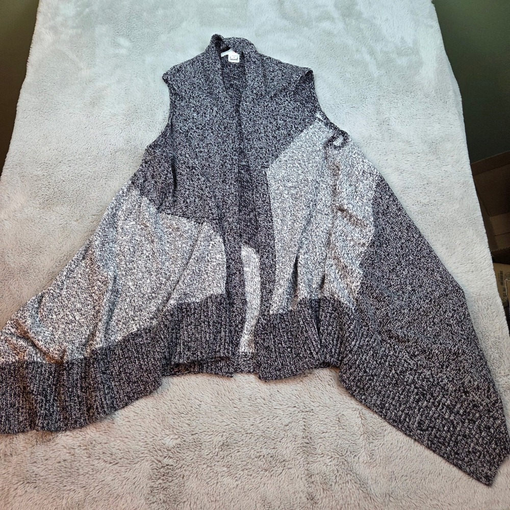 Two by Vince Camuto Cardigan Vest Women M Open Front Sharkbite Hem Gray